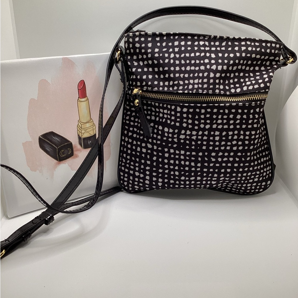 Cross body purse Black and white pattern with Gold Plated Hardware
